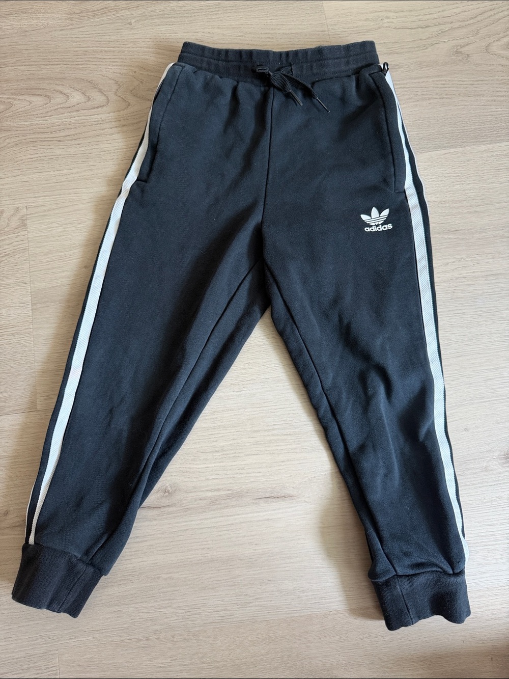 adidas Black Jogger Sweatpants with White Side Stripes